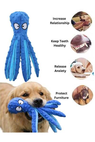 Arabest Octopus Dog Toy – Plush Interactive Chew Toy with Squeaker, Durable S...