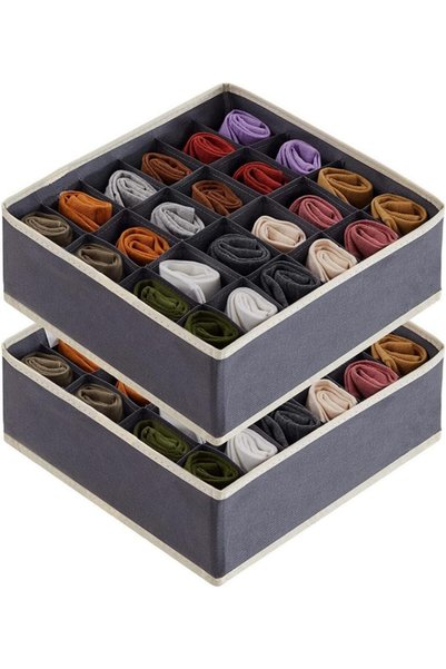 Arabest Fabric Foldable Drawer Organizer Set,24 Compartment Underwear and Soc...