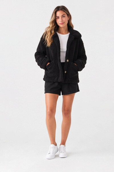 Fashion Friends Plush Black Women's Jacket 26K0419K1