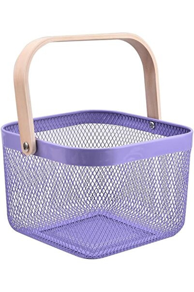 Arabest Metal Mesh Steel Garden Harvest Basket with Wooden Handle,Square Wire...