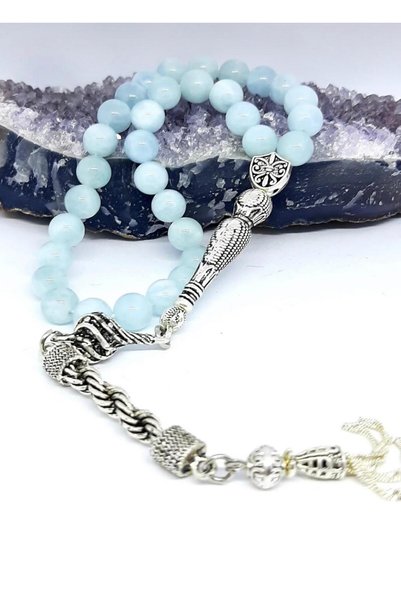 Aquamarine Natural Stone 8 mm 33 Pieces Prayer Beads