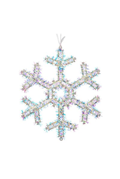 OEM Ornament pentru Brad de Crăciun Fulg Alb cu Beteala 17 cm – Atmosferă Fes...