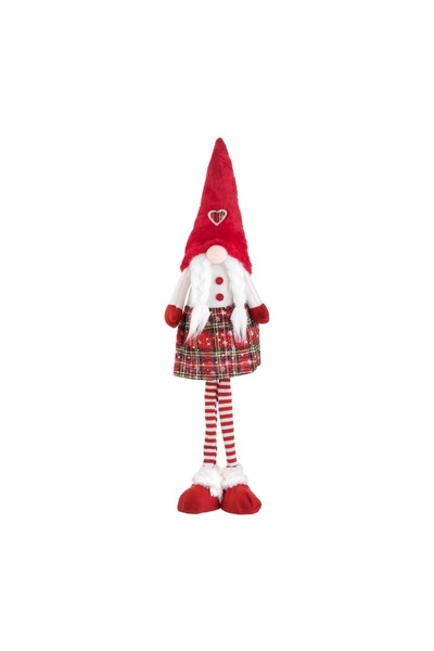 OEM Figurină Decorativa de Crăciun Gnome cu Codite Rochie Roșie și Căciulă 80...