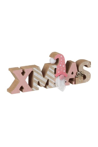 OEM Decorațiune de Crăciun din Lemn Xmas cu Gnome Roz 19.5 cm – Atmosferă Fes...