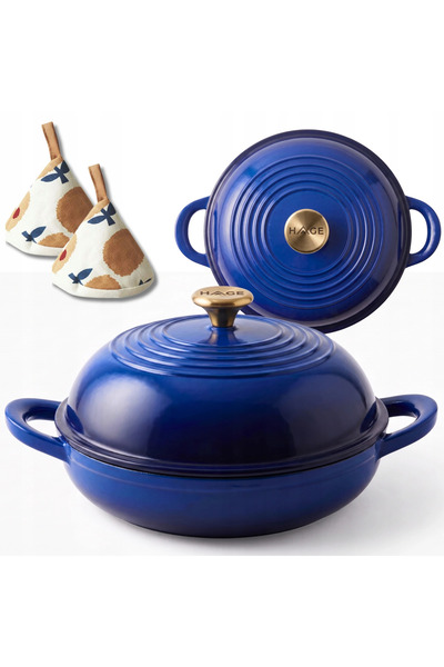 HAGE Oala / vas din fonta emailata pentru copt paine 2 L, 26 cm, albastru (gr...