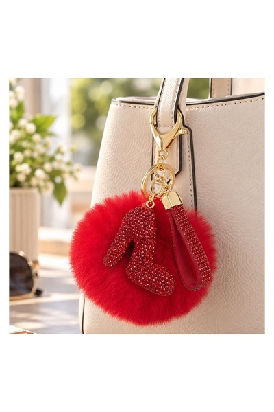 OEM Breloc Charm Roșu cu Pompon Pantof cu Toc si Curea cu Strasuri 14 cm – Ac...