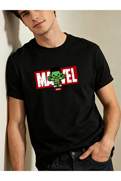 Arabest Men's 100% Cotton T-Shirt Black hulk marvel character Print