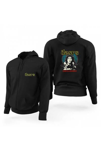 CrowsGate سويت شيرت بقلنسوة من The Doors Live in Concert باللون الأسود مع سحا...