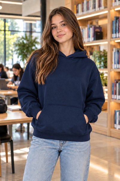 DAXİS Sportwear Company Girls' Hooded Oversized Sweatshirt with Kangaroo Pocket