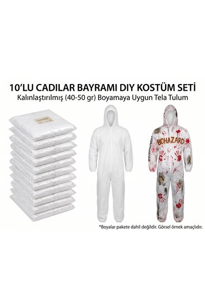 CanHijyen 10'lu Cadılar Bayramı (Halloween) Zombi & Biyotehlike DIY Kostüm Tu...