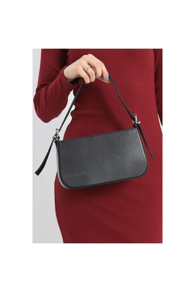 Şeker Portakalım Black Minimalist Baguette Women's Shoulder and Hand Bag