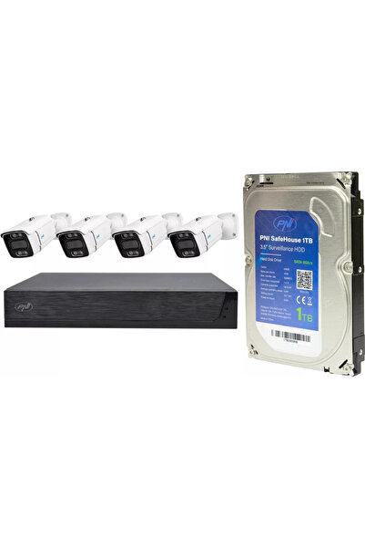 PNI Kit supraveghere video House IPMAX POE 3, NVR cu 4 porturi POE cu 4 camer...