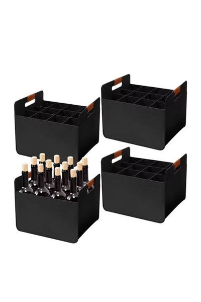 Generic Brand Wine Rack 2 Pieces, 12 Bottles, Felt, Foldable, Black