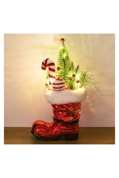 OEM Decorațiune de Crăciun Cizmulita cu Brad Candy și LED 18x9x40 cm – Lumină...