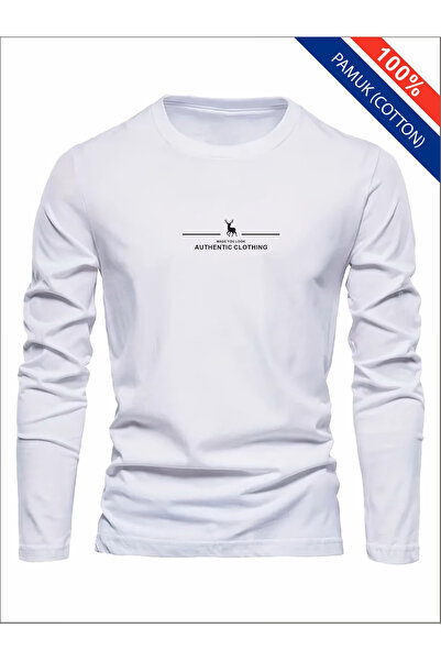 l'eivor Regular Fit Baskılı %100 Pamuk Erkek Uzun Kol T-shirt
