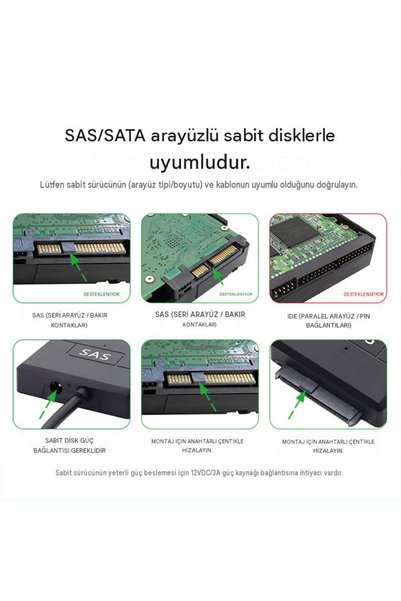 KEEPRO كابل محول USB 3.0 SATA SAS، كابل USB لأقراص SSDs الخارجية مقاس 2.5/3.5 بوصة وأقراص SAS