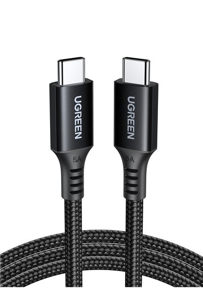 Ugreen 100W Fast Charging Type C Cable 1M, Black Braided Aluminum Shell, Dura...