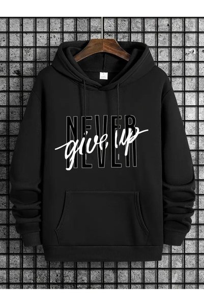 Vordevia Never Give up Printed Cotton 3 Thread Threaded Oversize Sweatshirt