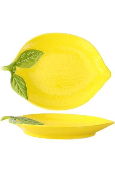 Generic Brand Lemon-Shaped Ceramic Plate, Fruit Plate