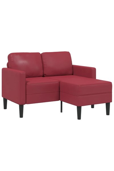 vidaxl Canapea cu 2 locuri și șezlong în formă de L, roșu vin, 125 cm, piele ...