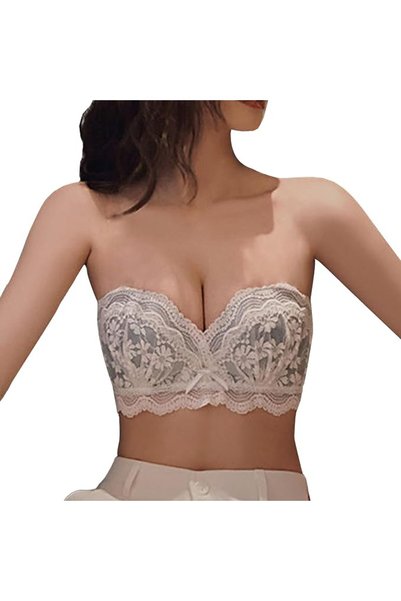 Dress Cici Multiway Strapless Bra, Convertible Lace No Straps Bras With Padde...