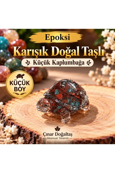 Genel Markalar Epoksi Karışık Doğal Taş Kaplumbağa Biblo 5cm*4cm