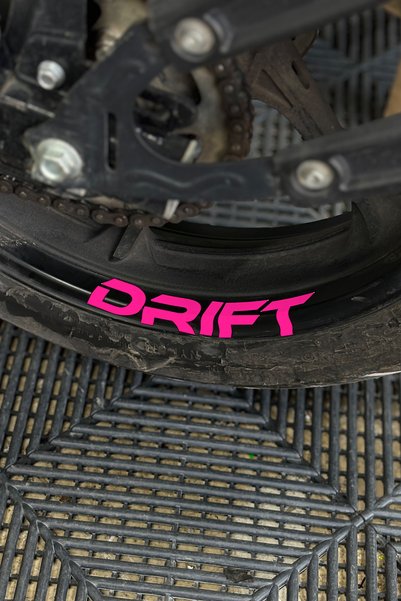 Banxtre In-Wheel Drift Lettering Sticker for Mondial Drift-L (4 Pieces)
