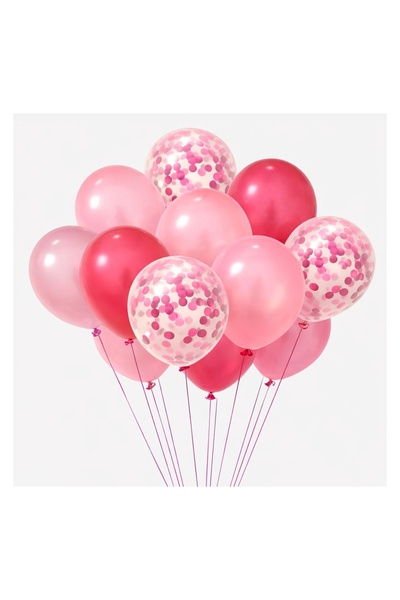 OEM Baloane de Petrecere Roz Fucsia Transparente cu Confetti 30 cm – 12 buc.