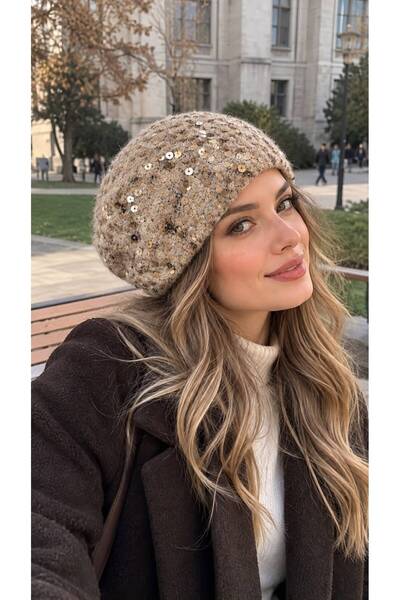 FELLMENS Mink Sequin Embroidered Women's Beret