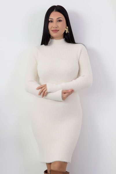 PULLIMM High Collar Long Sleeve Knitwear Dress 2026-2535