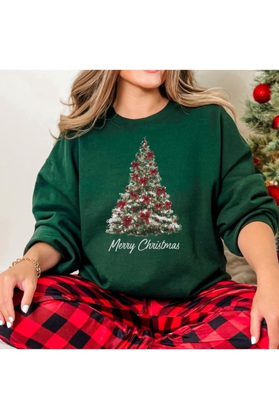 Vordevia Christmas Printed Cotton 3 Thread Threaded Crew Neck Oversize Sweats...