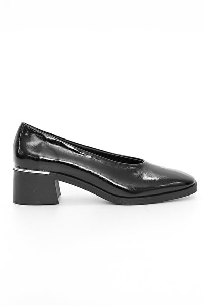 Tuna Genuine Patent Leather Heeled Black Classic Women's Shoes - Z050