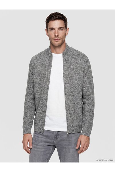 LC Waikiki Nevavm Gray Men's Cardigan with a Difference