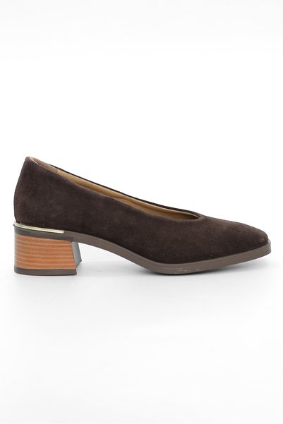Tuna Genuine Suede Leather Heeled Brown Classic Women's Shoes - Z050