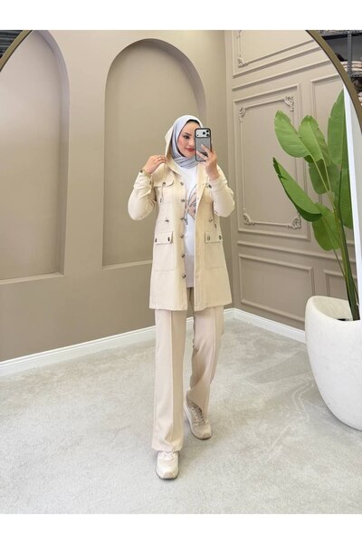 moda4b Women's 3-Piece Double Crepe Hijab Set N-05565 _ Cream