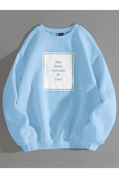 Vordevia Best Version of You Printed Cotton 3 Thread Threaded Crew Neck Overs...