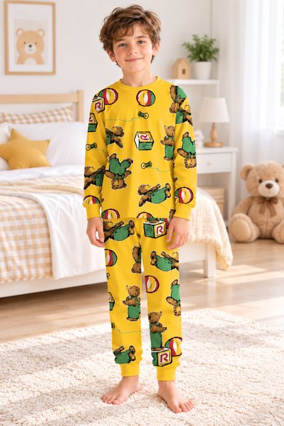 pijamino Boy's 100% Cotton Soft Diamond Kids Long-Sleeve Pajama Set