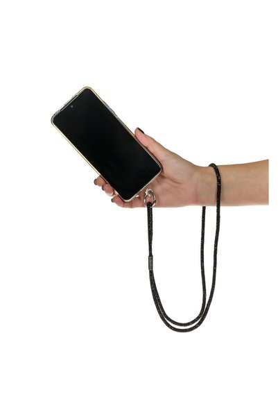 OEM Curelușă pentru Husă Telefon Mobil Neagră cu Strass – Prindere Practică ș...