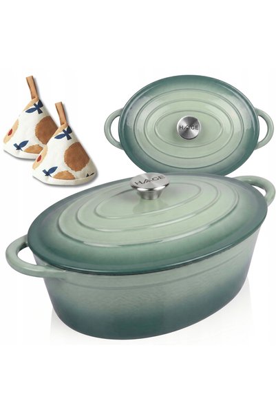 HAGE Oala / vas oval din fonta emailata (roaster) 6 L, sare de mare / sea sal...