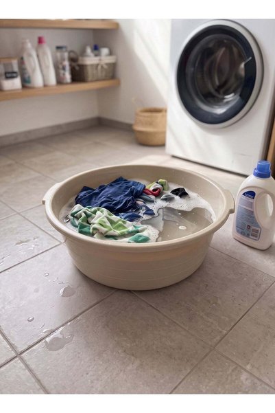 Taimi 20L Plastic Wash Basin with Handles, Round Multi-Purpose Tub for Laundr...
