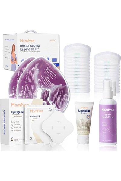 Momfree مجموعة أساسيات الرضاعة الطبيعية للأمهات المرضعات، طقم هدايا من 60 قطع...