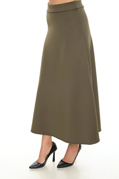 BEMOL GİYİM Scuba Puf Khaki Hijab Skirt Model