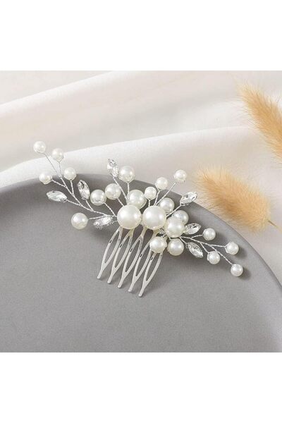 SZYYQ Wedding Bride Pearl Hair Side, Comb Silver Rhinestone Bridal Hair Clips...