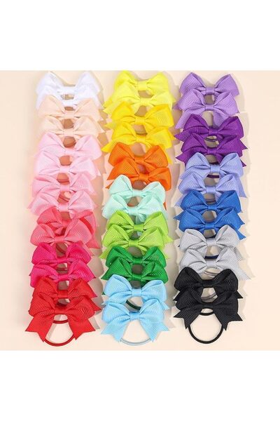 GENERAL 40PCS Tiny Hair Ties With Bows - 2 Inch Soft Elastics Ponytail Holder...