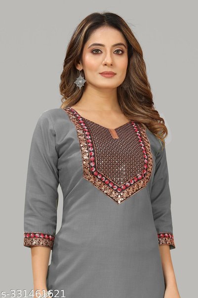 Generic Brand Stylish Kurti with Embroidered Work