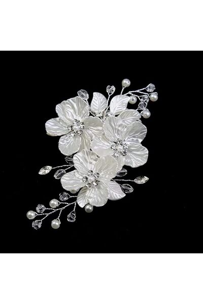 GENERAL Elegant White Floral Pearl Hair Comb – Handcrafted Crystal Rhinestone...