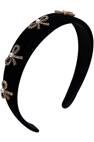 GENERAL Head Bands Hair Ornament Pearl Rhinestone Small Bow Velvet Hair Clip ...