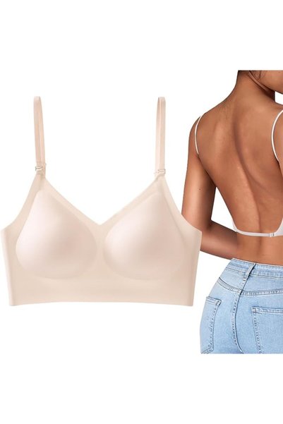Runmeihe Low Back Bras for Backless Dress, Invisible Seamless Backless Bra wi...