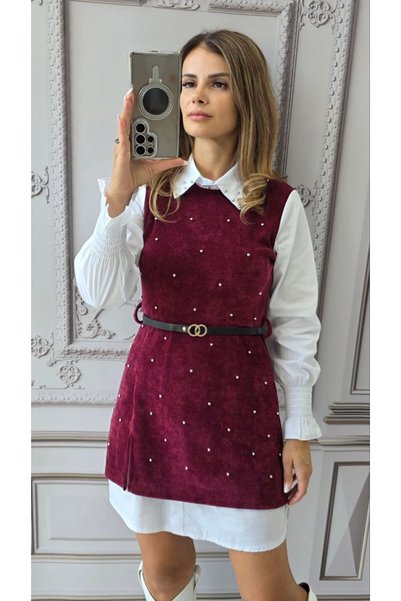 MAXORA SHOP Ντέστινι μακρυμάνικο ζωνάτο μίνι φόρεμα-πουκάμισο