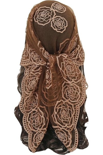 Floerns Women's Flower Embroidery Hair Scarf Headband Sheer Lace Hair Bandana